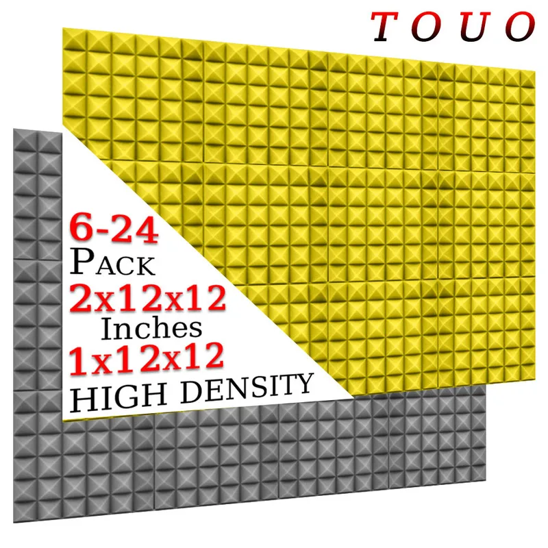 

TOUO Acoustic Foam 6-24 Pcs Sound Absorbing Sponge Pad Pyramid Soundproof Material Sound Absorbing Ceiling Ktv Acoustic Treatmen