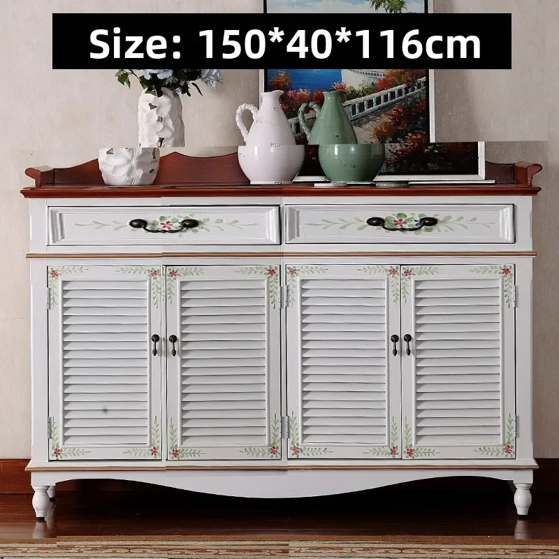 Rural louver door shoe cabinet three doors breathable solid wood porch cabinet locker opposite door foyer partition cabinet