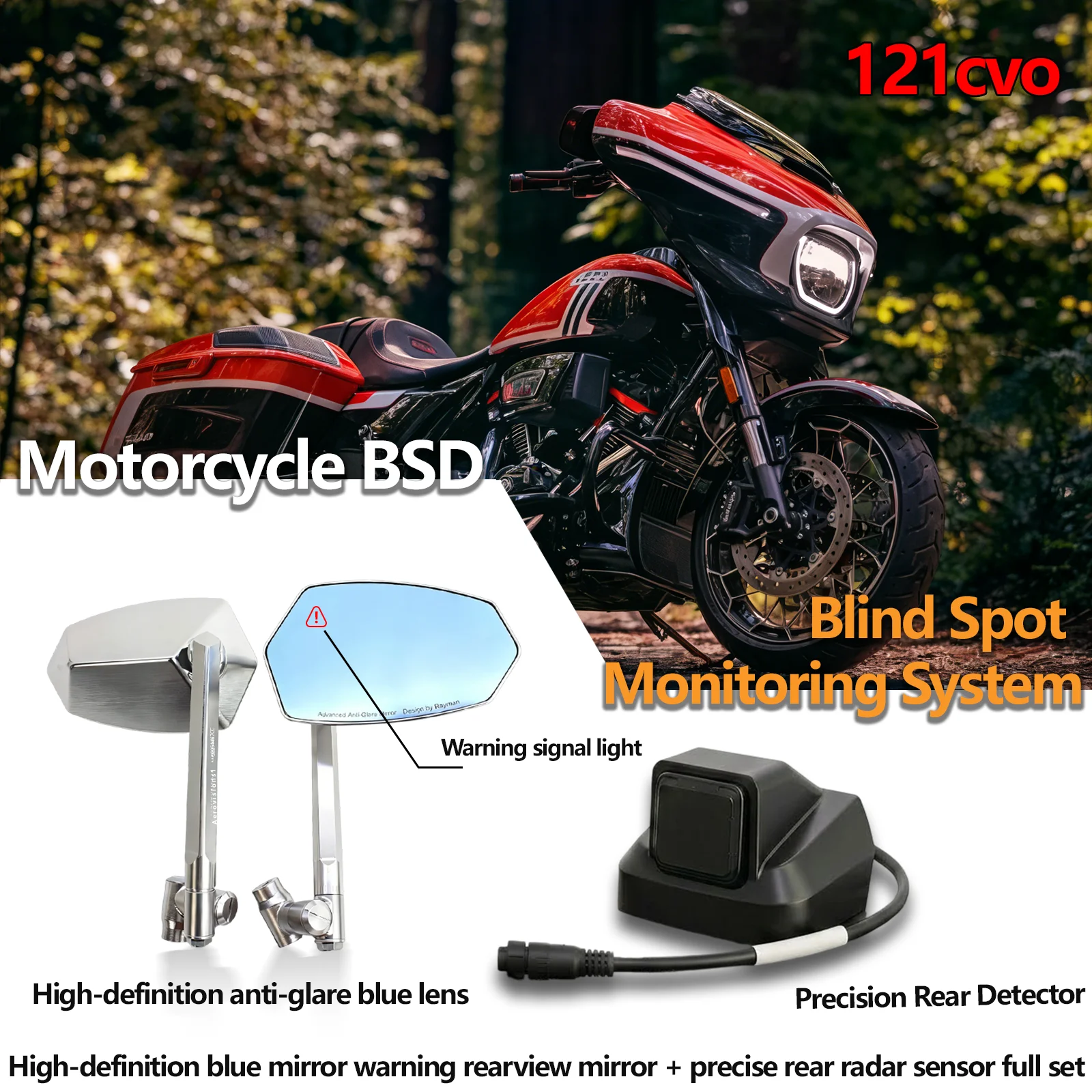 

For Harley 121 CVO Motorcycle Safety Kit Blind Spot Monitor Radar Waterproof Warning System Direct Mount Motorcycle Accessories