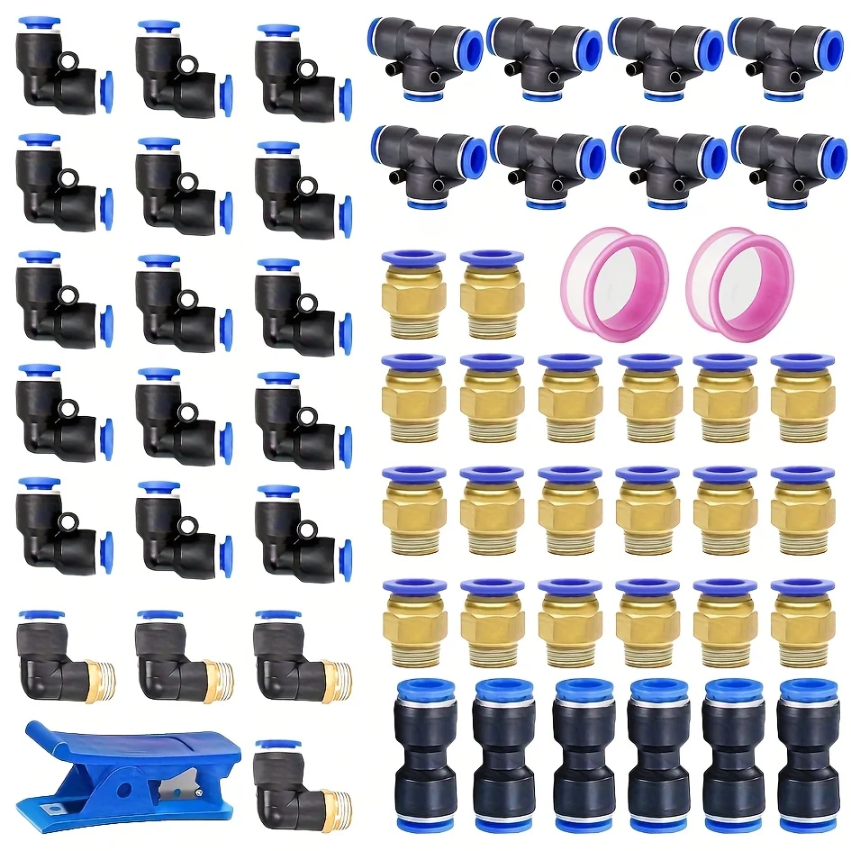 

56 шт. комплект фитингов для воздушного шланга с крючками, быстрые соединители, фитинги с резьбой NPT из ПВХ, высококачественные для пневматического оборудования