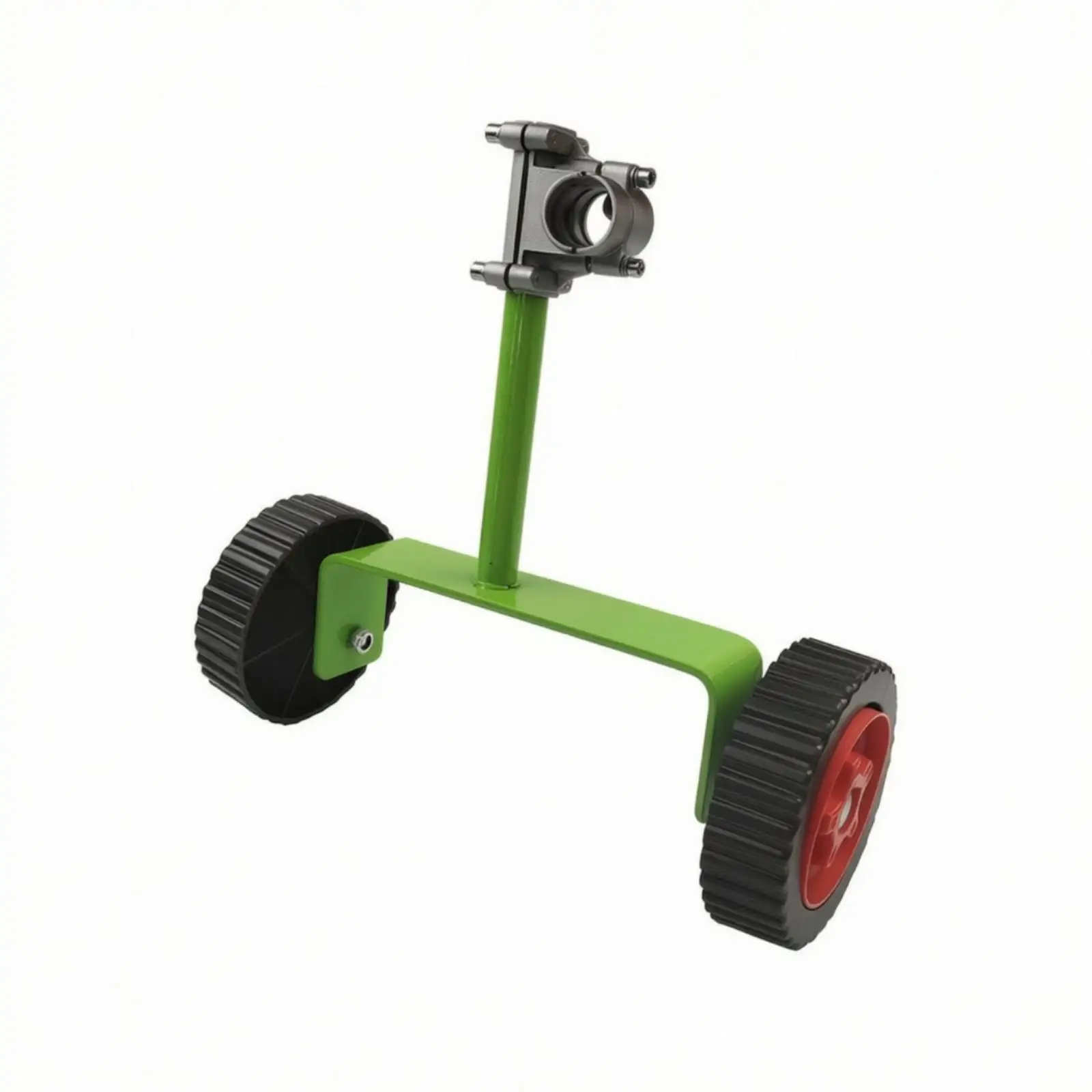 Garden Tool Auxiliary Wheel for Grass Trimmer Two Wheel Design Green Metal Frame Easy Install for Yard Work