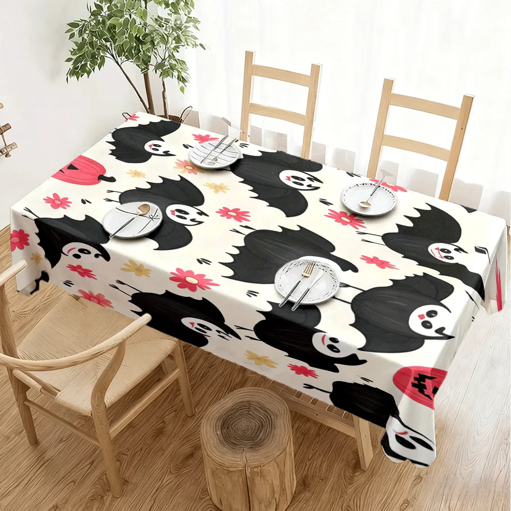 Ghost Bat Halloween Rectangle Tablecloth for Table Decor Home Dinner Reusable Table Cloth for Dining Room Halloween Decorations