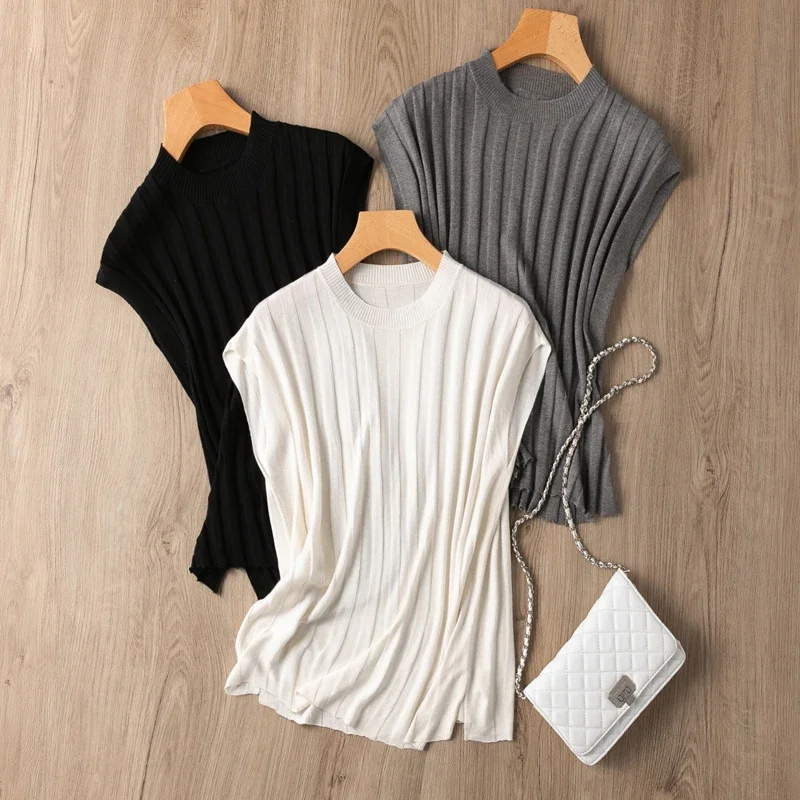 

Casual T Shirts Sleeveless Tops Women Elegant Silk Pullovers Female T-shirt Women's Clothing Mulberry Silk Shirt Ropa Mujer Zm