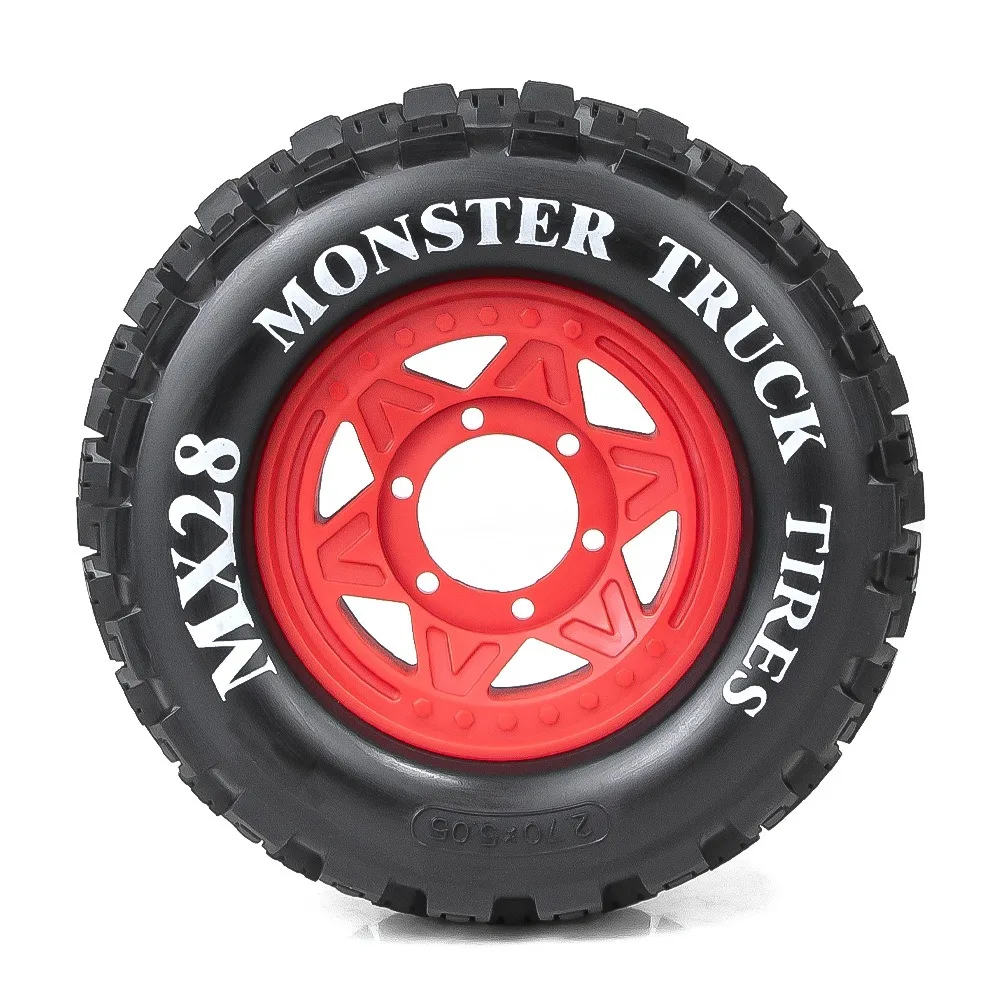 4pcs 128mm 1/10 Monster Stunt Truck Tire 12mm and 14mm Hex for Trxs MAXX ARRMA Granite KRATON Outcast Tamiya Losi Redcat