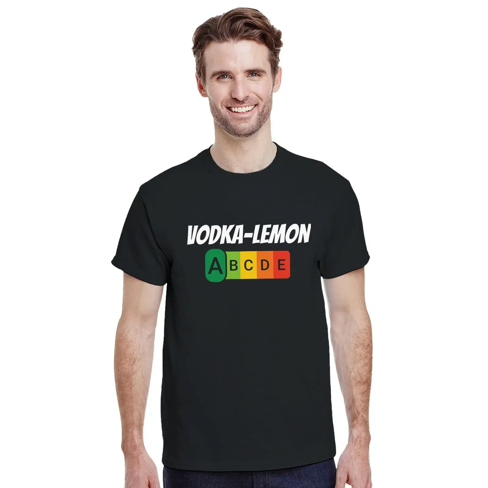 Vodka Lemon T Shirt Funny Alcohol with Energy Efficiency Label Party for Men amp Women vintage Washed homme graphic streetwear