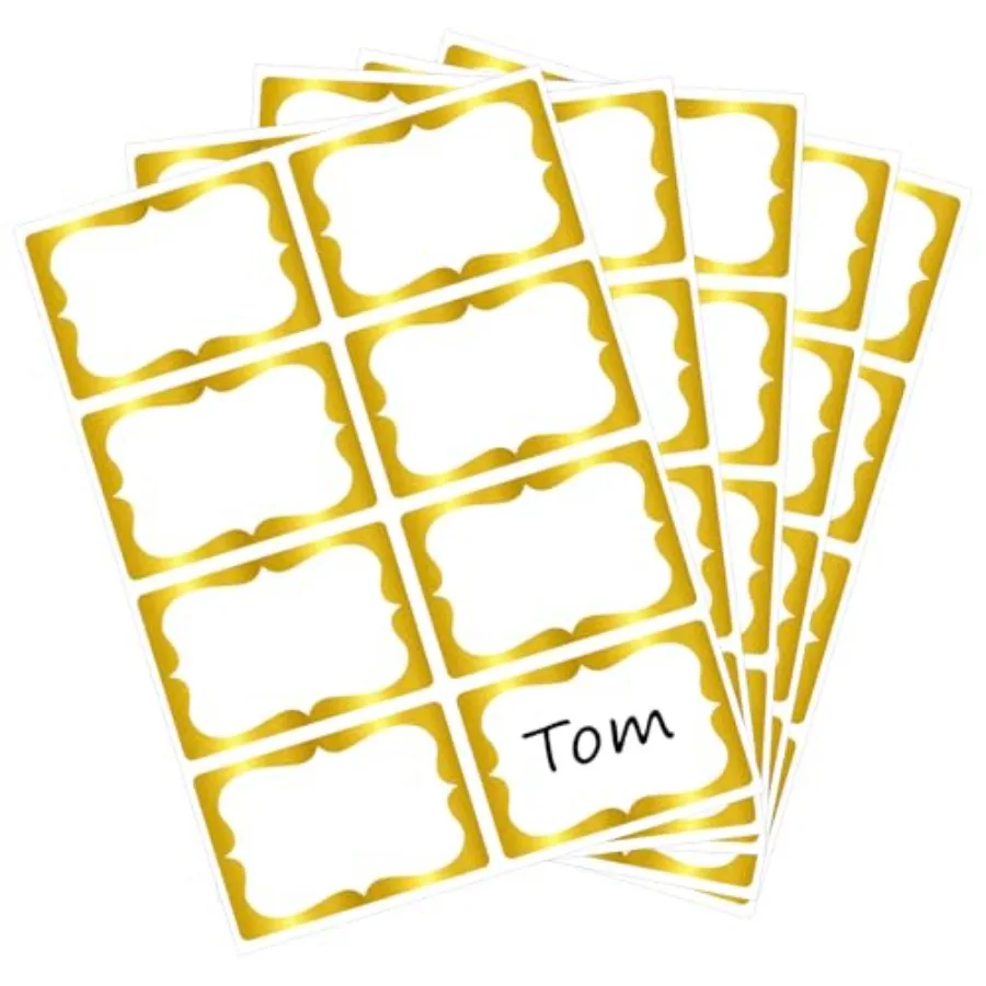 Name Tags Stickers 3.5'' x 2.4'' 200 Pcs Self-Adhesive Name Tags Labels Border Tag Sticker Labels for Clothes Files Boxes Conta
