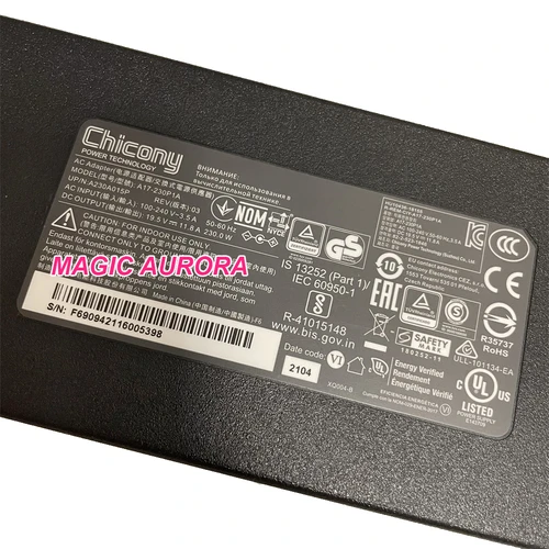 Imagen 2 del producto Cargador/adaptador de CA Original para Chicony 19,5 V 11,8A A12-230P1A A17-230P1A A230A012L 230W para ordenador portátil MSI P65 CREATOR GS75 STEALTH