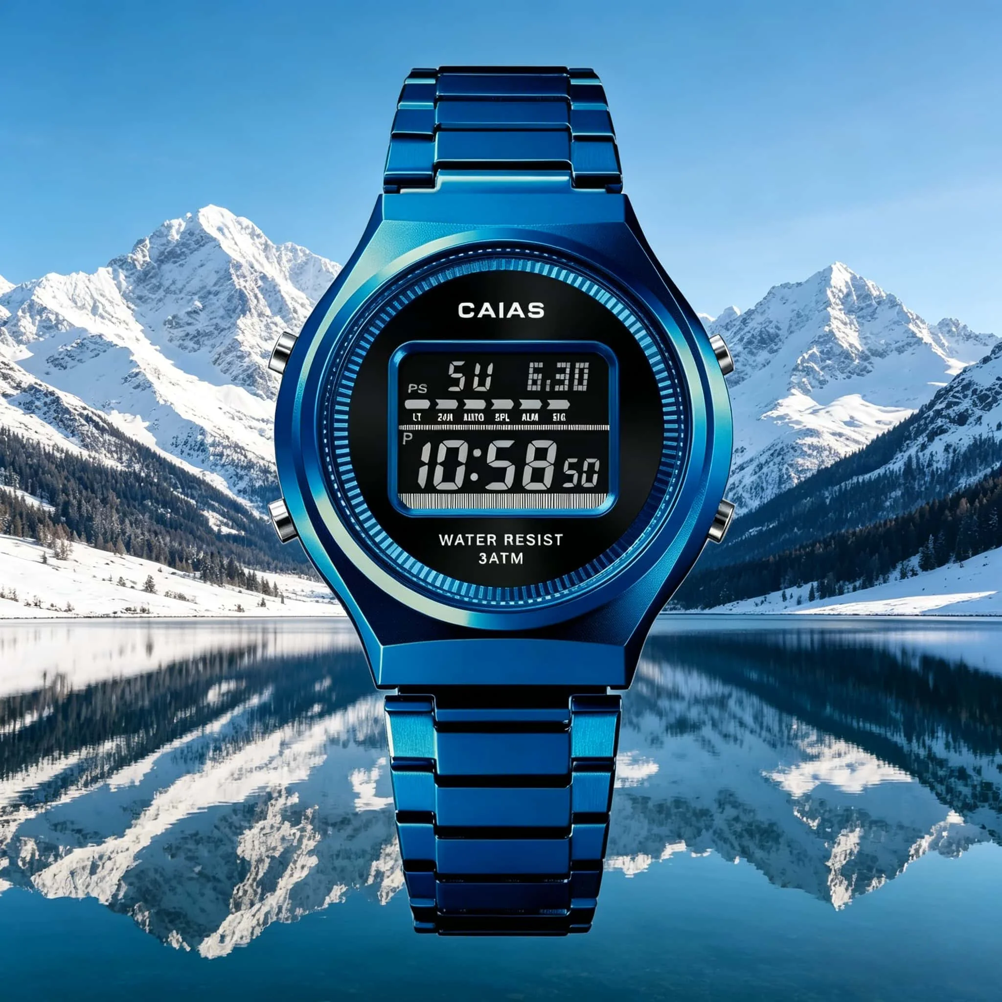 

G-SHOSU Digital Watch 2100 Unisex Sports Watch Full-Featured World Time LED Dual Display Oak Series Sporty Casual Style
