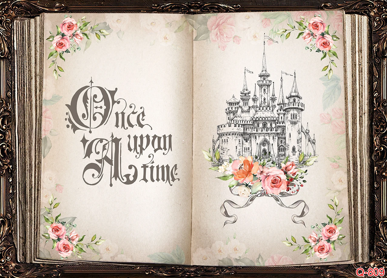 Fairy Tale Books Backdrop Old Opening Book Once Upon A Time Ancient Castle Princess Romantic Story Photo Background Wedding