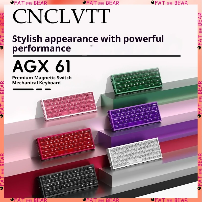 

CNCLVTT AGX61 Механическая клавиатура с полой магнитной осью для ПК, игр, киберспорта, с ЧПУ, полностью алюминиевая магнитная клавиатура King Angel