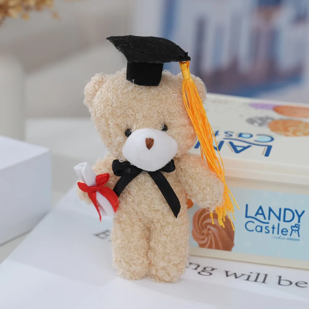 14cm Doctor Bear Plush Toy Teddy Bears Dr. Bear Graduation Bear Dolls Kindergarten Gifts Key Ring Cartoon Lovely Bear Kids