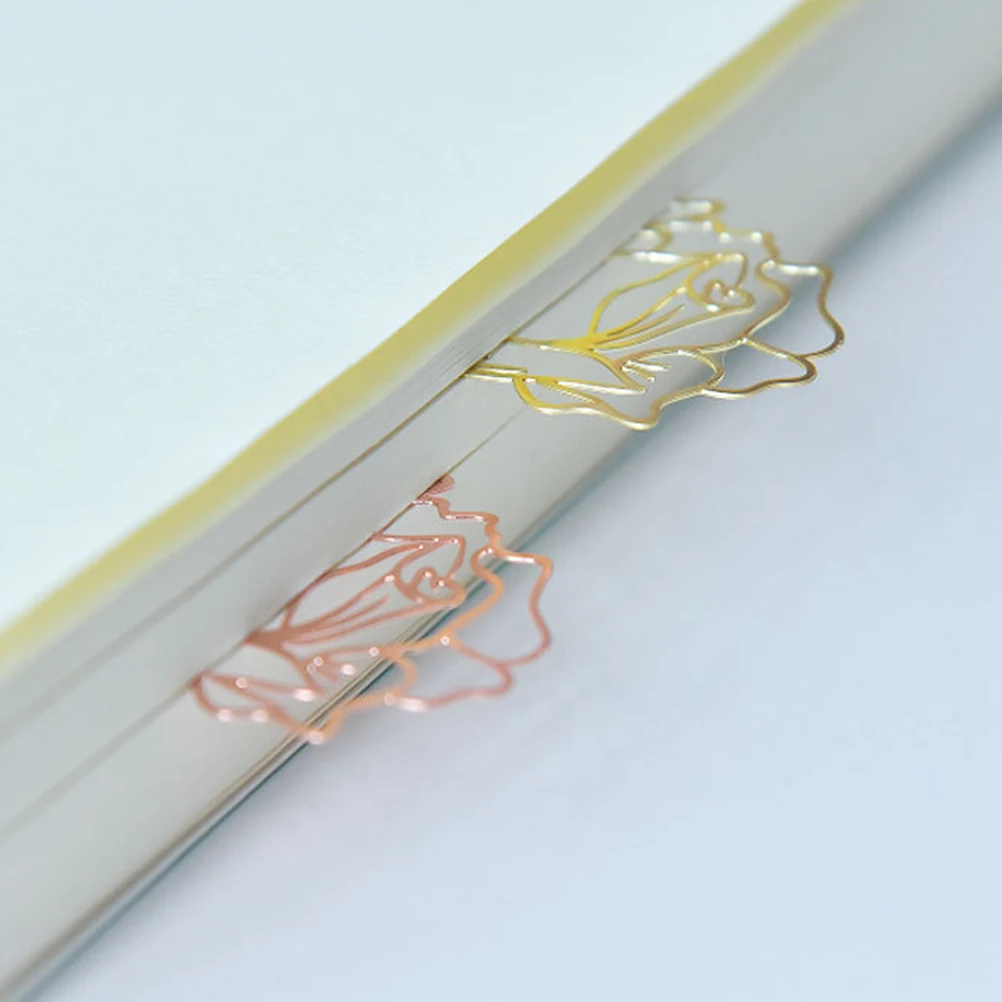

2Pcs Metal Rose Shaped Bookmark Elegant Hollow Design Book Accessory for Readers Home Office School Flower Bookmark