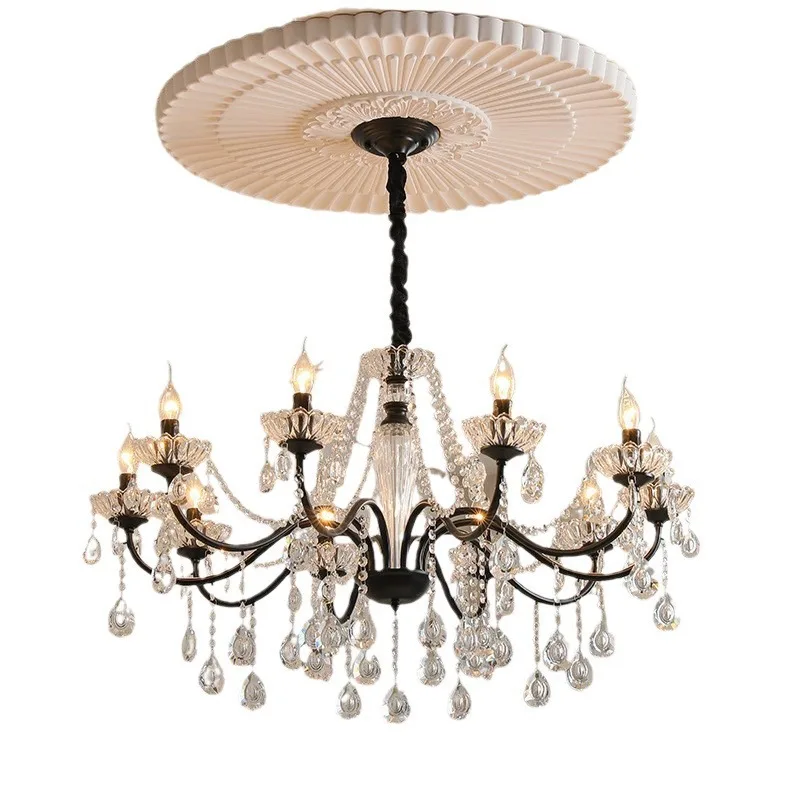 

American retro crystal lamp, medieval style simple atmosphere bedroom European living room chandelier