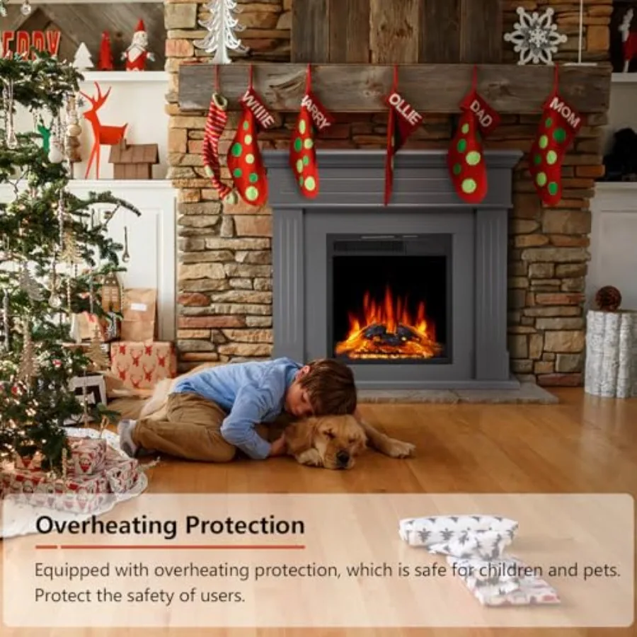 43 elektrische schoorsteenmantel houten surround firebox tv-standaard met vrijstaand ontwerp afstandsbediening bediening verstelbare LED