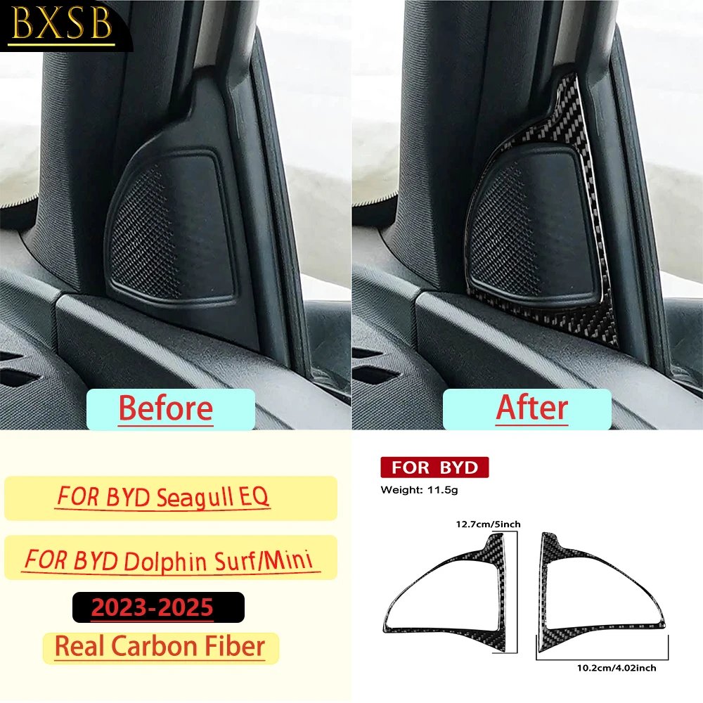 Carbon Fiber For BYD Seagull EQ/Dolphin Surf/Mini2023-2025 Car Inner A-pillar speaker Trim Car Sticker Interior Accessories