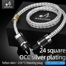 Hifi Siver-Plated Power Cable High Quality OCC Silver Power Cord With Carbon Fiber EU US AU Plug