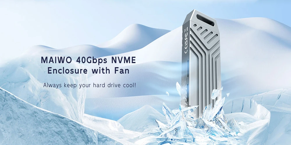 Maiwo 40gbps usb 4 m. 2 nvme ssd gehäuse m2 zu typ-c 4,0 festplatte gehäuse mit lüfter aluminium kompatibler gewinde bolzen – Detail 1