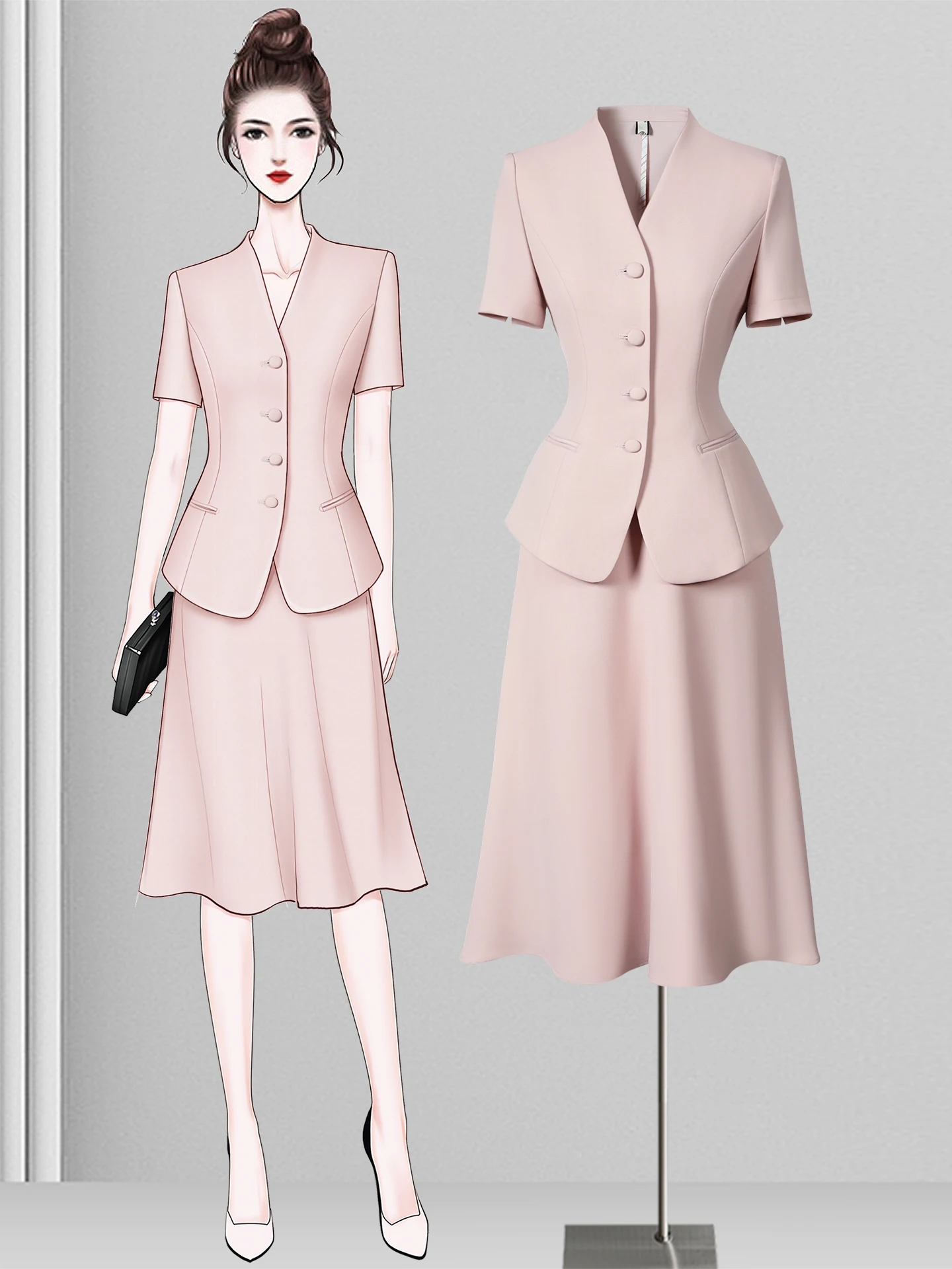 

Elegant Thin Summer Professional Suit Set for Women Front Desk Beauty Salon Work Uniform High Fashion Medical And Aesthetic