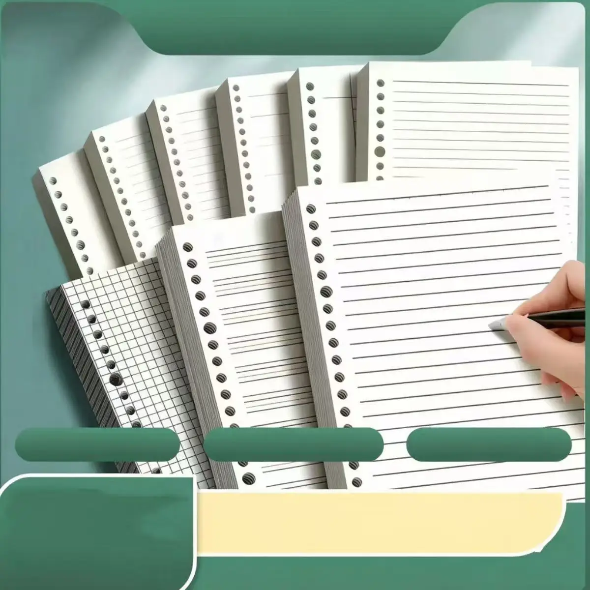 45 Hojas A5 A6 A7, Recambio de Hojas Sueltas para Cuaderno, Hojas Interiores para Encuadernador de Espiral, Hojas Rayadas, en Blanco, Cuadrícula, Papel para Manualidades, Papelería