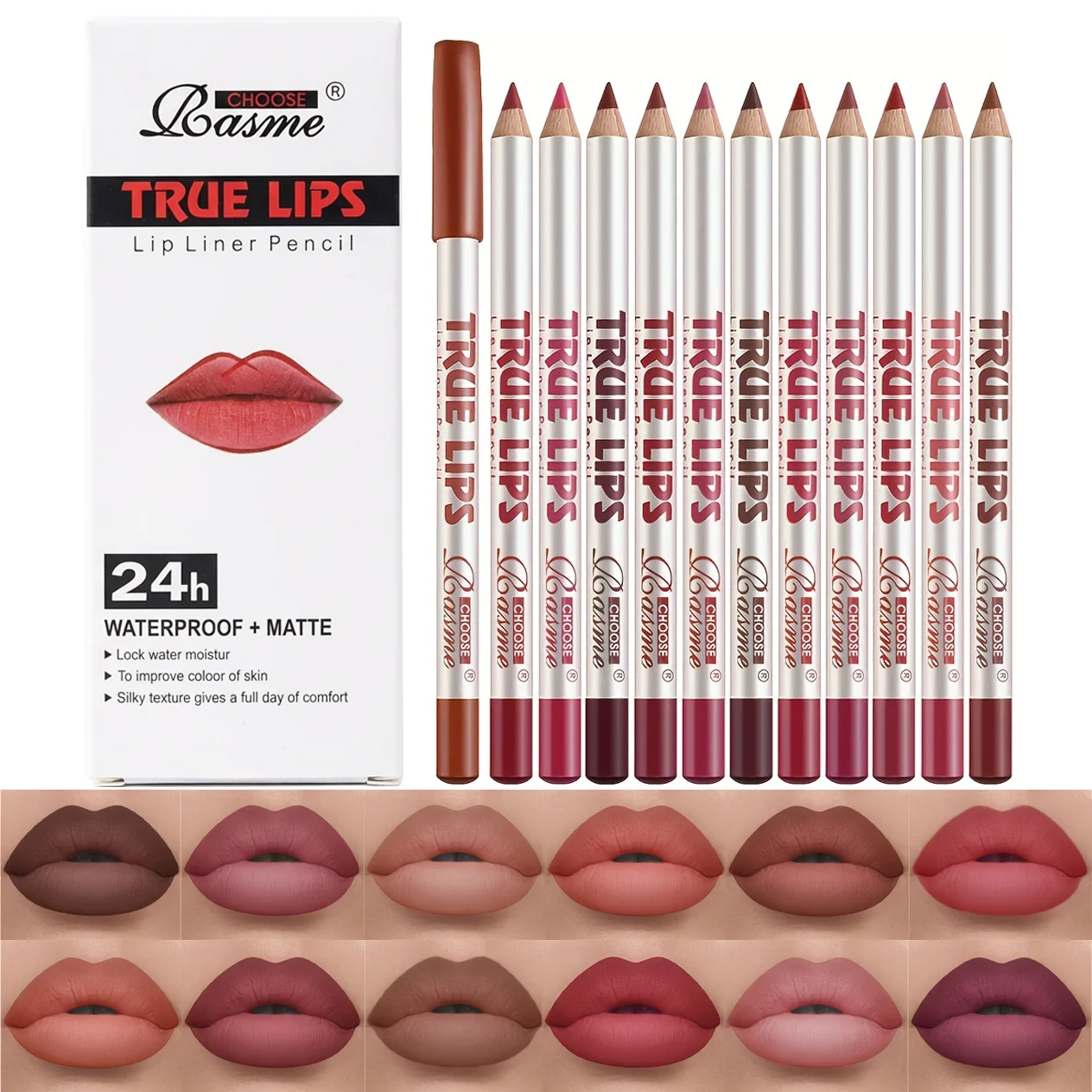 24Color Matte Lip Liner Pencil Set, Long Lasting Waterproof Smooth Lip Liners, Velvet Lip Pencils for Lips Makeup, Nude Red Brown Lip Liner Kit for Women Daily Party Cosmetics - view 4