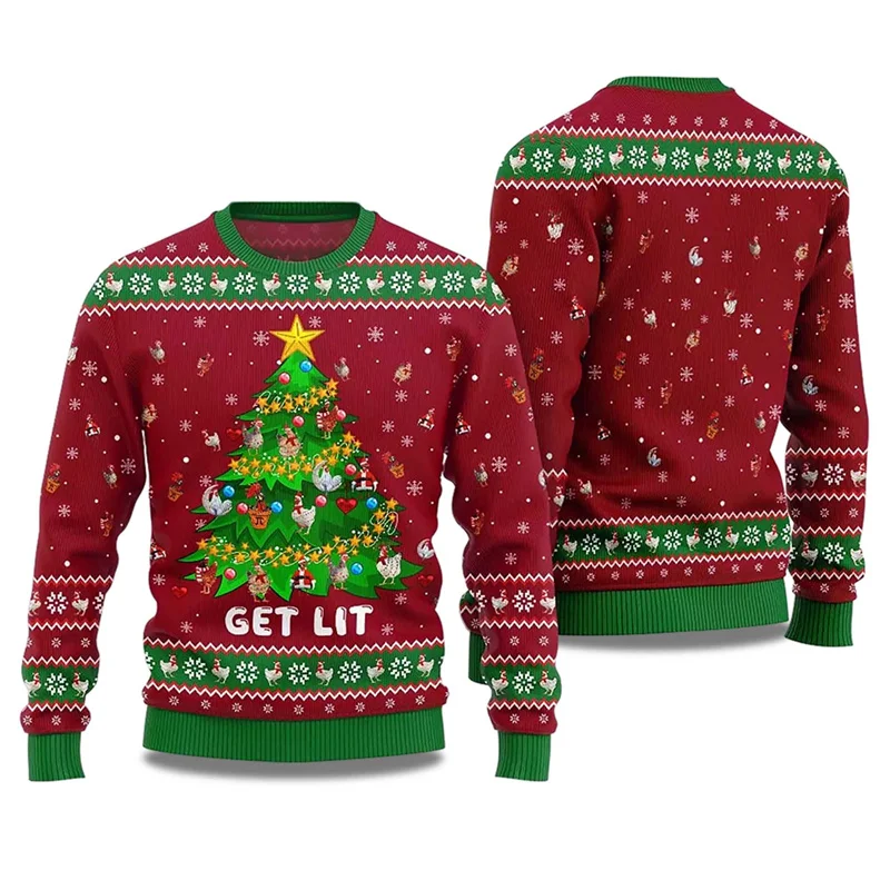 Jingle My Bells Ugly Christmas Sweater For Men Beer Party Print Santa Claus Pullover Sweatshirt Snowman Alpaca Pattern Sweater