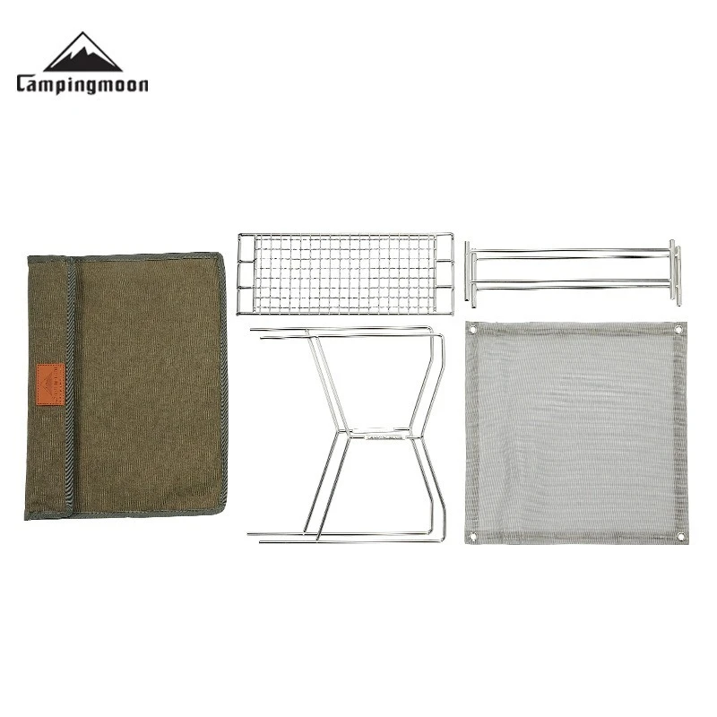 CAMPINGMOON SOLO-201 منصة صغيرة من الفولاذ المقاوم للصدأ لحرق الشتاء J شبكة قابلة للطي فرن محمول شبكة شواء #6