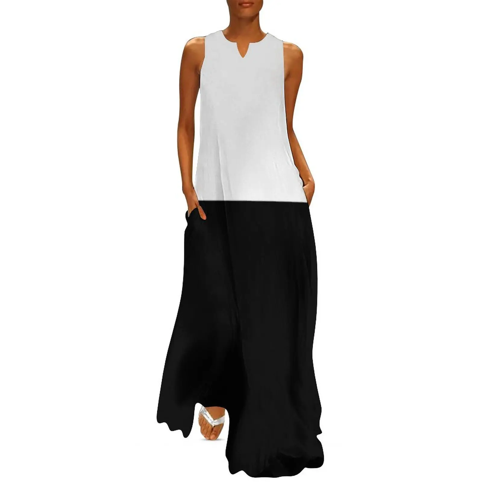 

Aesthetic Minimalist Black and White Color Block Long Dress clothing women summer 2025 ceremony dresses Aesthetic clothing