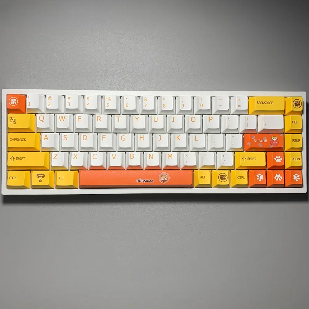 

134Keys PBT Mechanical Keyboard Custom For Double Shot GMK Gaming Yellow Doge Shiba Inu XDA Profile Keycap Set