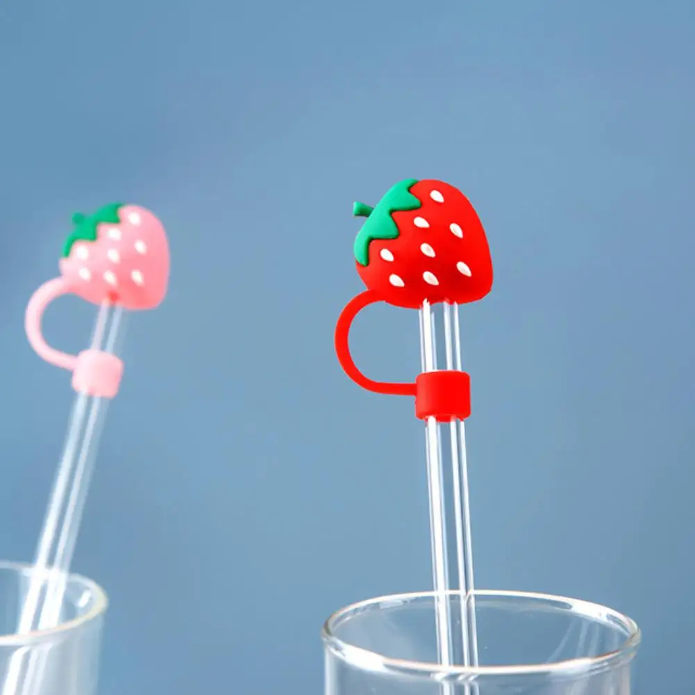 Silicone Straw Plug With Straw Reusable Airtight Drinking Dust Cap Cup Accessories Cartoon Plugs Tips Cover Tools For Straws Cup