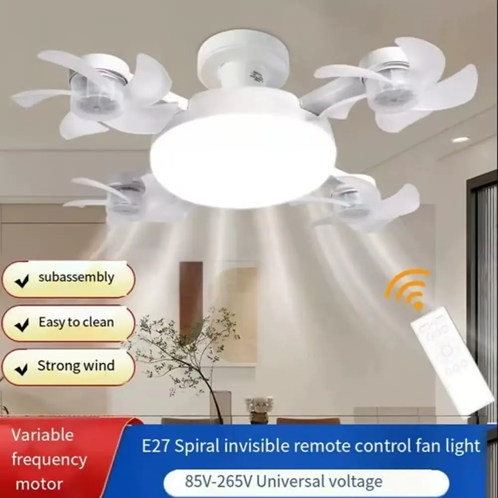 

2 in 1 Creative Fan Light Drone Design Ceiling Fan Light with Remote Control E27 Fan Bulb for Living Room Dining Room