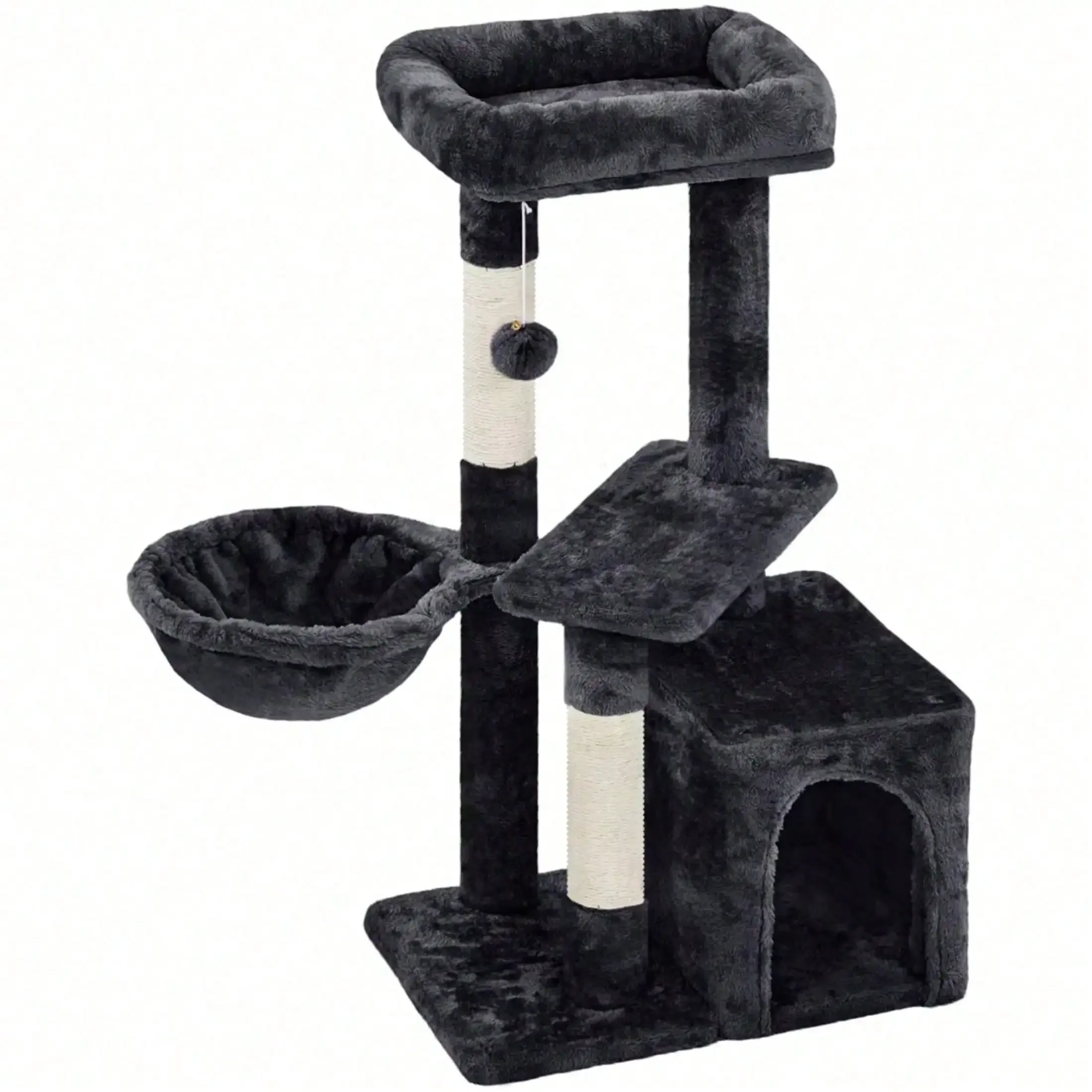 

34.5" H Cat Tree Tower With Condo And Perches, Black