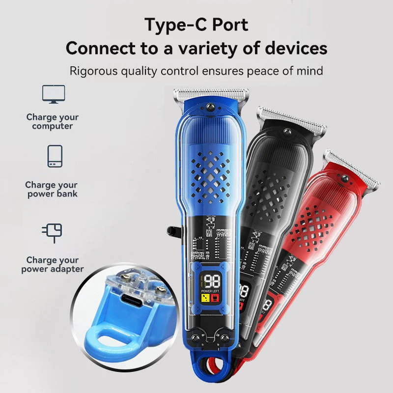 Electric Hair Cut Machine Usb Rechargeable Hair Clippers Transparent Professional Clippers Electric