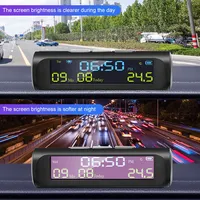 Digital Clock Black DC 5V Electronics Solar Panels With Date Temperature Display Solar TPMS Look Car Digital Clock