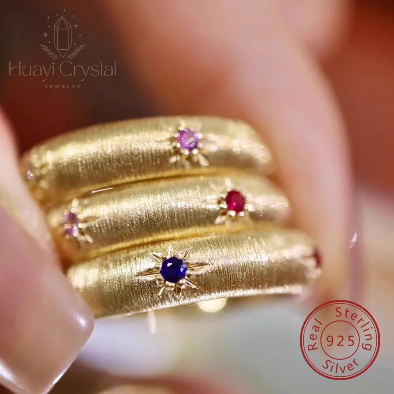 

Стерлинговое серебро 925, цветной драгоценный камень, циркон, матовое мастерство, персонализированное оригинальное кольцо для женщин, ювелирные изделия в стиле хип-хоп