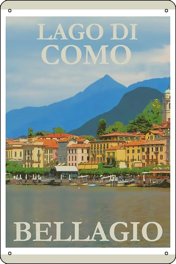 Lago Di Como – Bellagio Vintage travel poster Poster Metal Tin Sign Fun Home Art Wall Decor 8x12 Inch