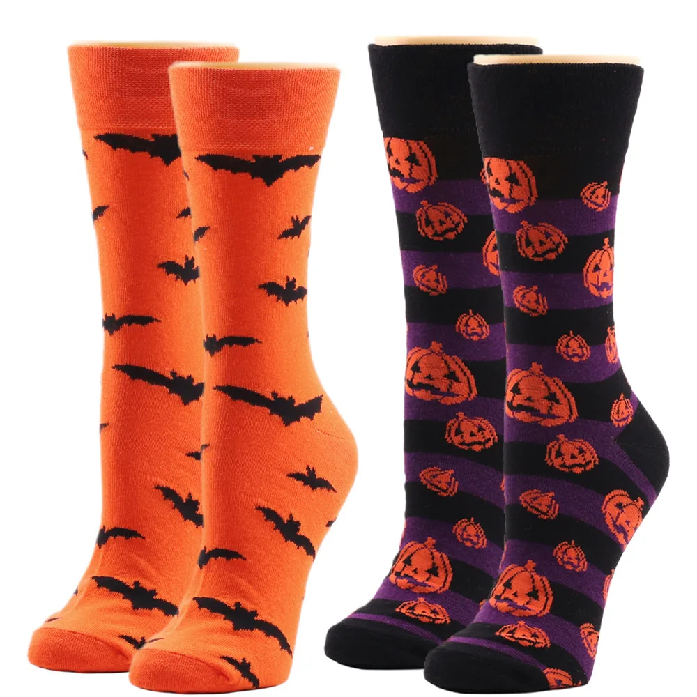 

2025 Personalized Halloween Socks Cartoon Socks Mid Socks Bat Pumpkin Devil Cotton Socks