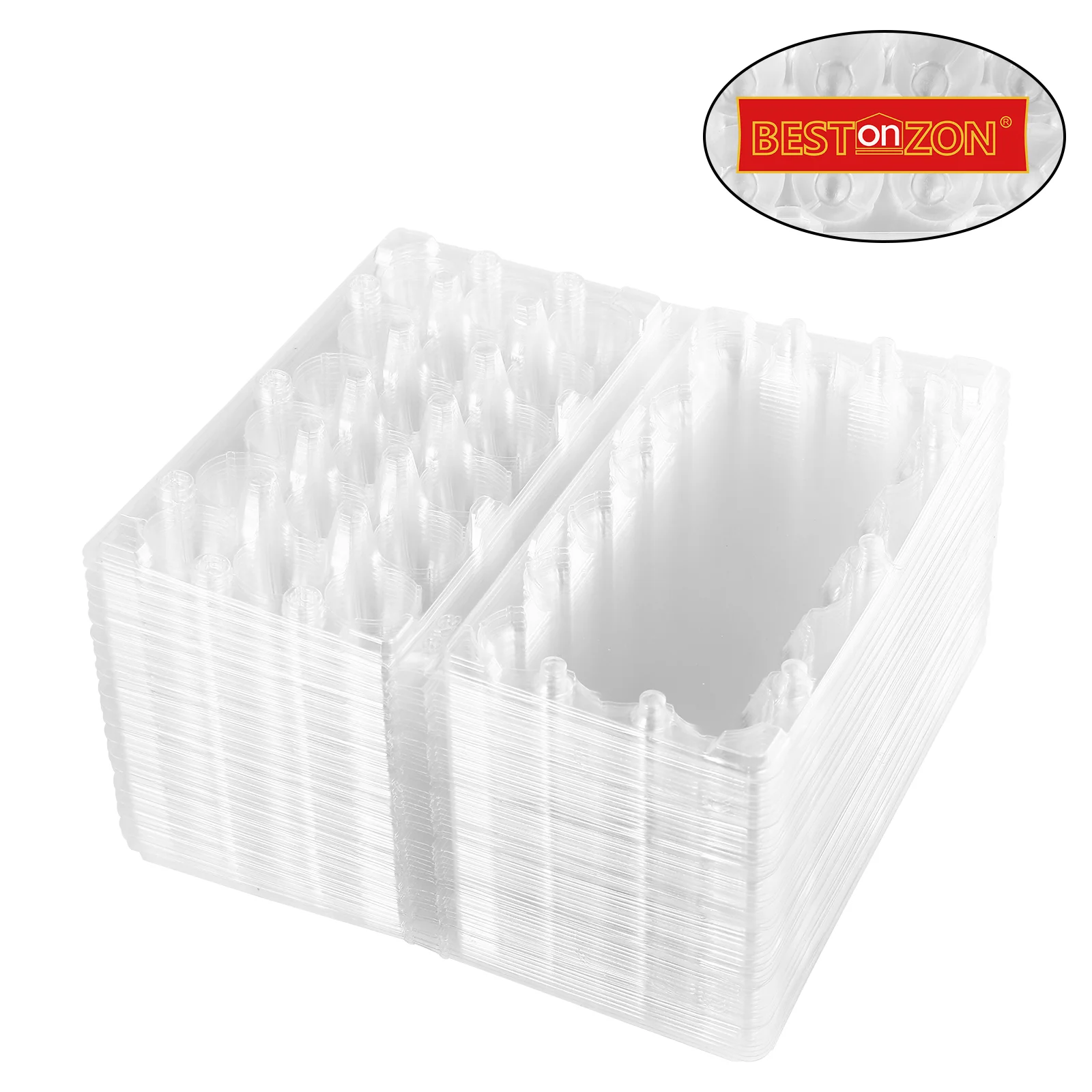 BESTONZON 50 Pcs 18 Grids Quail Egg Storage Box Plastic Transparent Egg Dispenser Holder Case Refrigerator Egg Protection Box (1