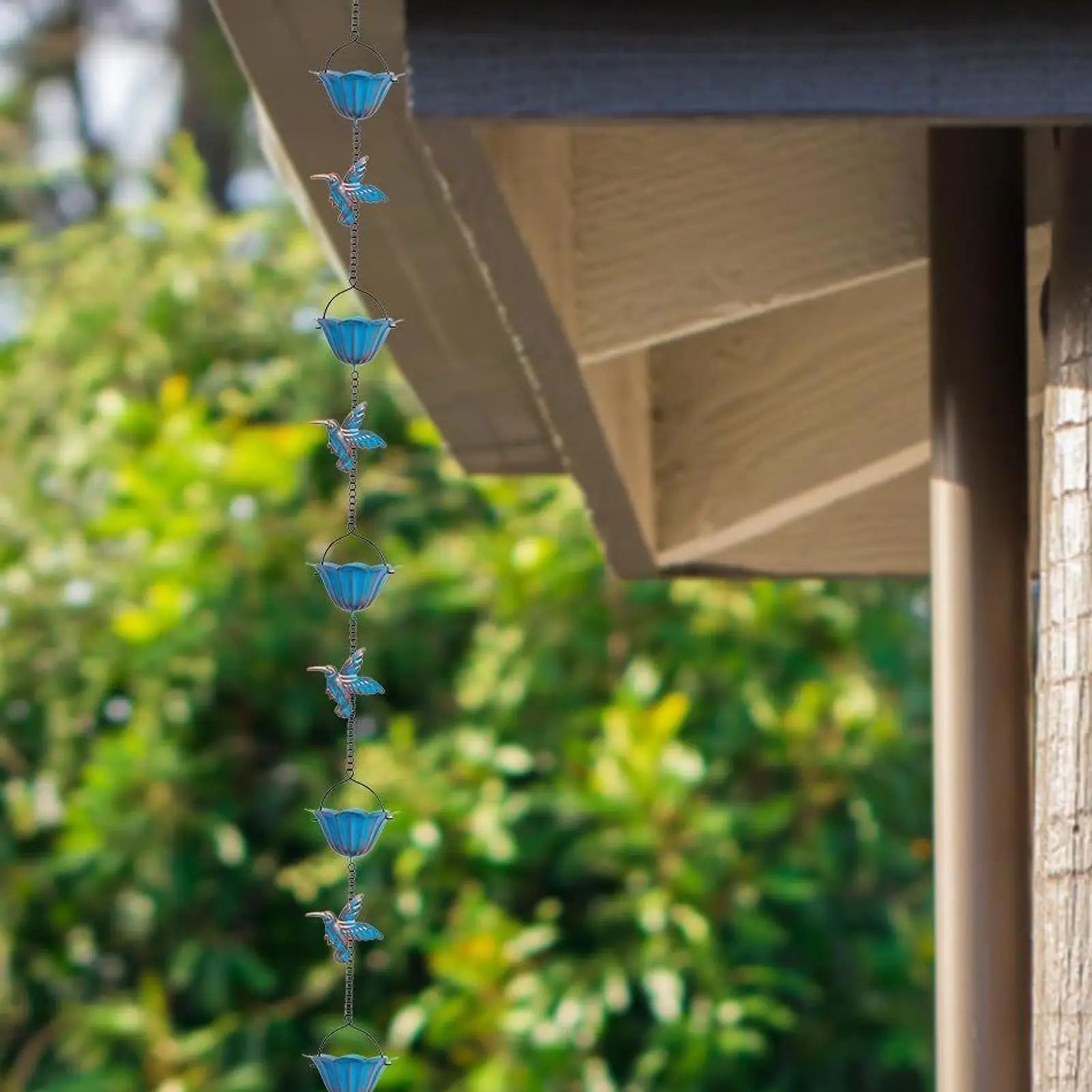 

Дождевые цепи для желобов 7,87 фута, колокольчик с дизайном колибри и 7 чашками, дизайн колибри, медный колокольчик, дождевая цепь, желоб для дома