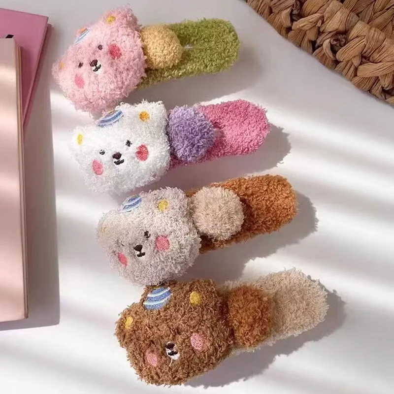 Clip laterale per orsetto di peluche, forcina per capelli con frangia grande da donna, accessorio per capelli carino, clip a becco d'anatra per capelli flyaway per bambini, copricapo