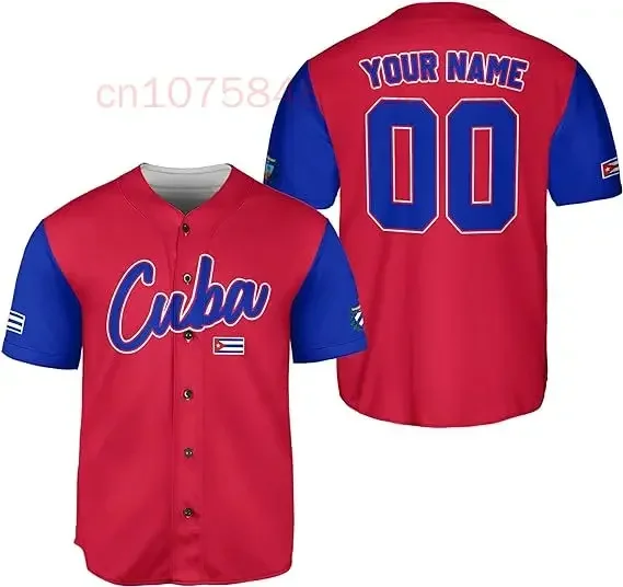 New Summer Short Sleeves Men Baseball Jersey Cuba Adults Sports Baseball Classic Shirts Printed Personalized Name Number for Men