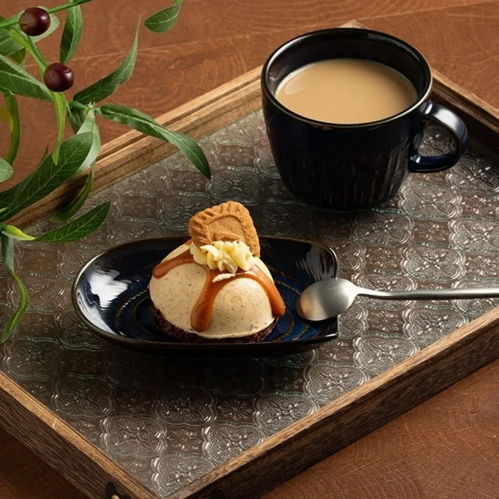

Nut Dish Japanese Style Teaspoon Tray Decorative Vintage Ceramic Spoon Holder Kiln Glaze Salad Seasoning Dish Desserts