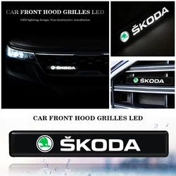 For Skoda High Qality Car Front Cover Grille Badge Emblem Applique LED Lights Exterior Octavia Rapid Kodiaq Superb Accessories