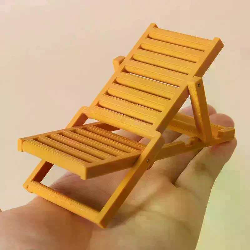 1/12 Dollhouse Miniature Foldable Beach Chair Deck Chair Model Dollhouse SImulation Furniture Decoration Accessory Pretend Play