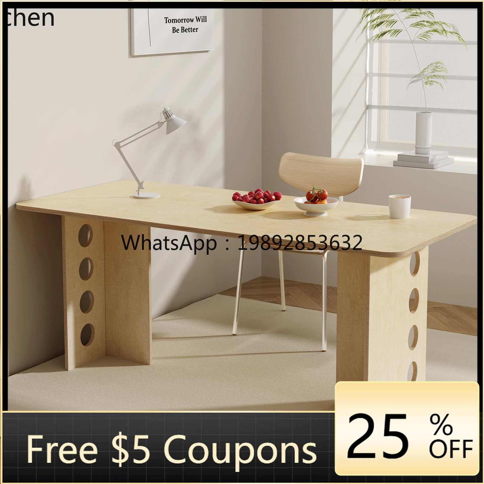 office desk birch computer solid wood home dining table high sense