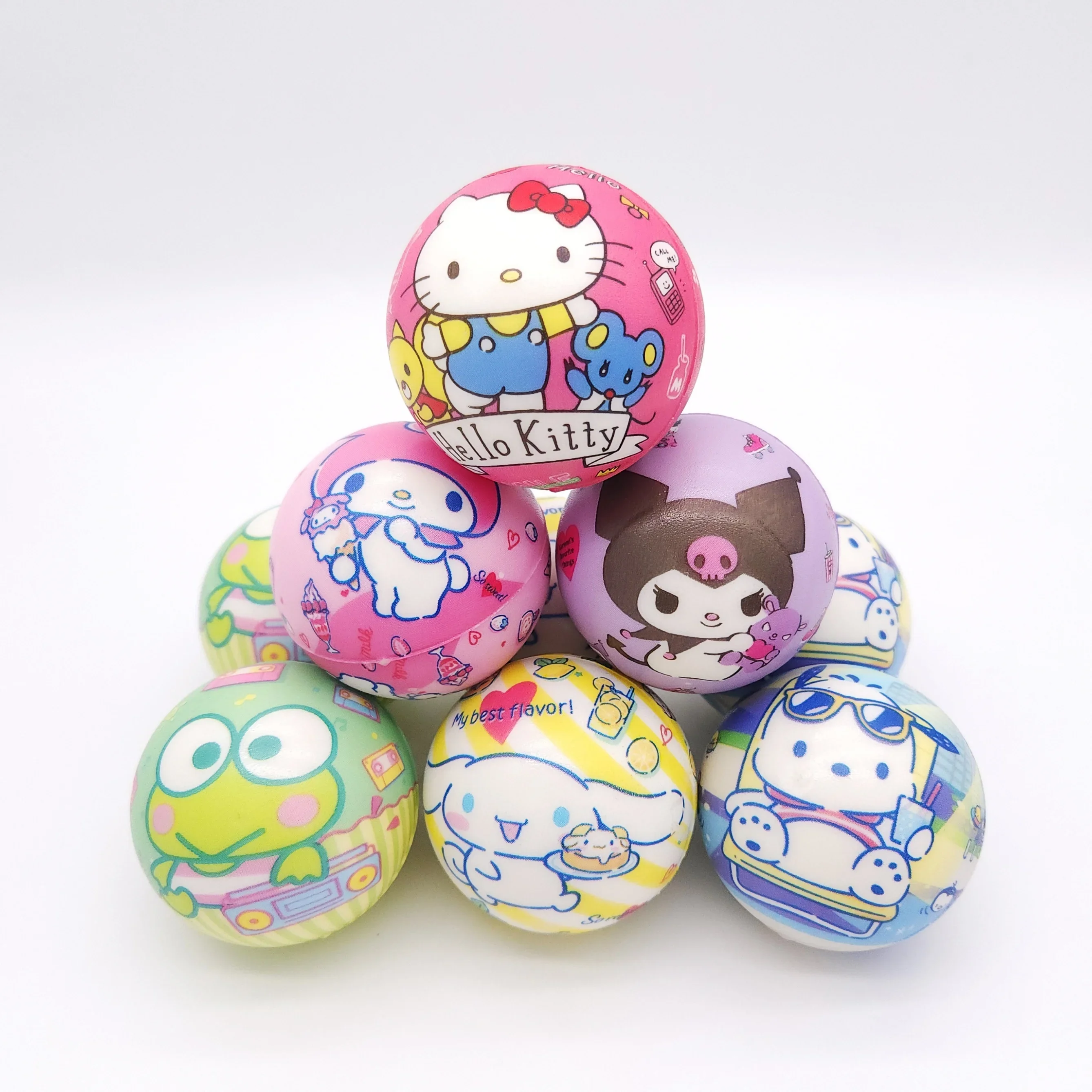 12pcs Sanrio Pinch Fun Stress Relieving Toy Release Ball Slow Rebound Stress Relieving Artifact Cute Children\'s Toy