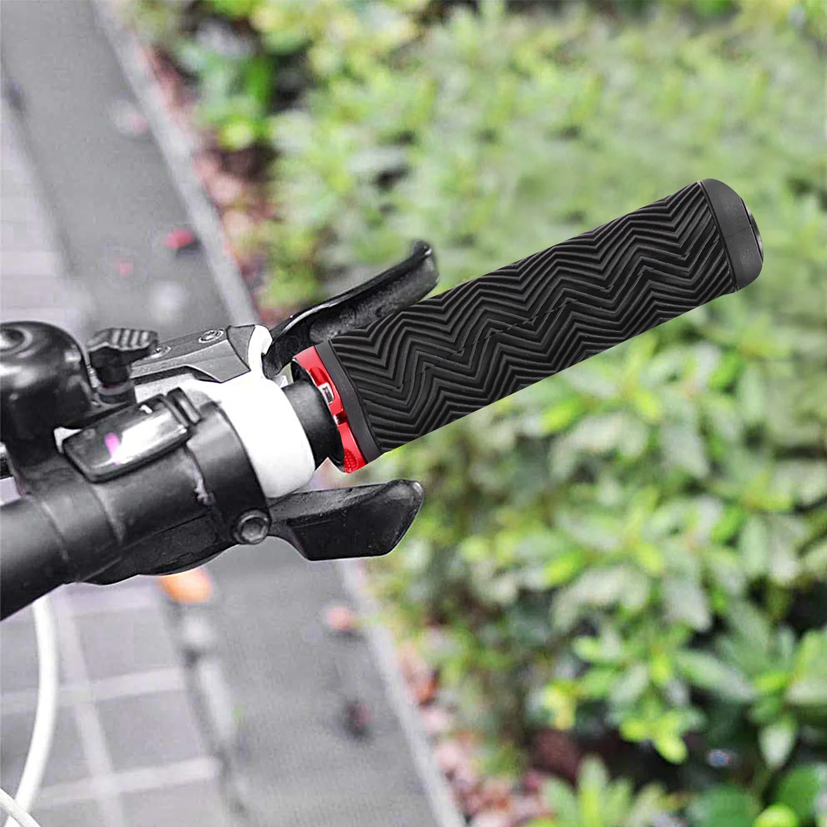 

1 Pair Anti-Slip Bike Handle Bar Grips Wave Texture Rubber Ergonomic Design For Mountain Cycling Non-Skid Handlebar Covers