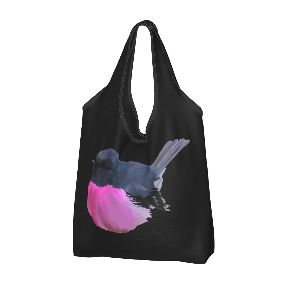 Pink Robin Portable Tote Shopping Bags Foldable Shopper Bag Groceries Handbag Shoulder Bag