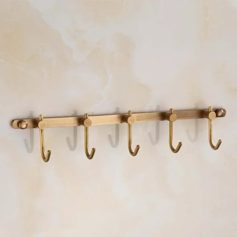 Full Copper European Hook Rack Sturdy Antique Coat Hooks  Rustproof Bathroom Towel Hooks  No-Drill Door Back Hook