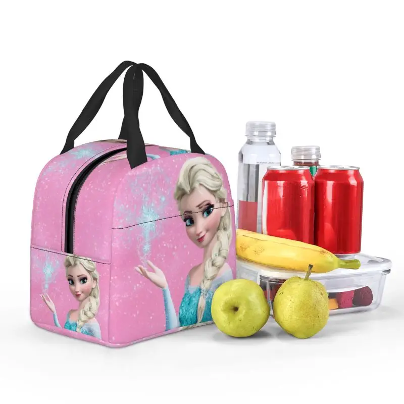 Custom Cartoon Frozen Princess Insulated Lunch Bag for School Portable Thermal Cooler Lunch Box Kids Food Container Tote Bags