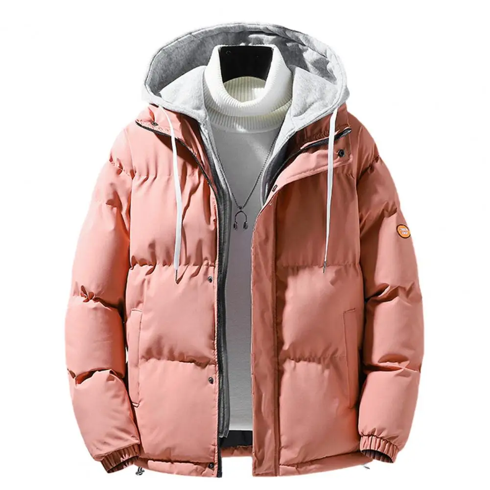 2023 Autumn Winter Hooded Men Parka Coat Fake Two Pieces set Zipper Jacket Windproof Thickened Cotton Outwear